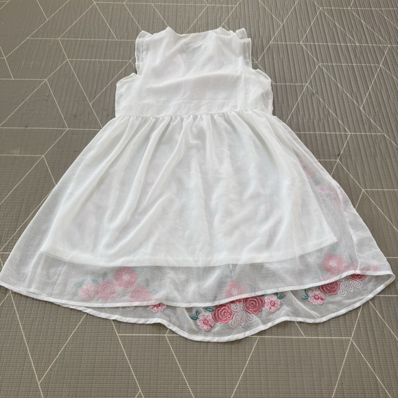 NEW Savanna Jane White Dress Pink Embroidered Flowers Small Sleeveless Boho - Picture 2 of 7